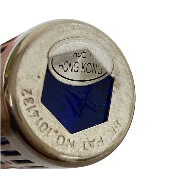 Vintage Salt and Pepper Shakers Blue Glass with Silvertone Overlay 2.75" high - Picture 7 of 8